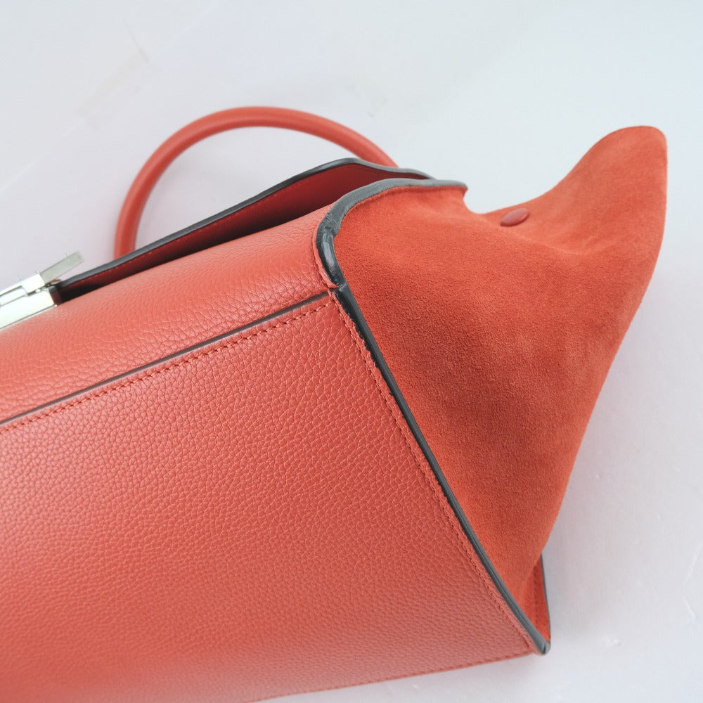 Céline Trapèze, Orange, Leather, handbag