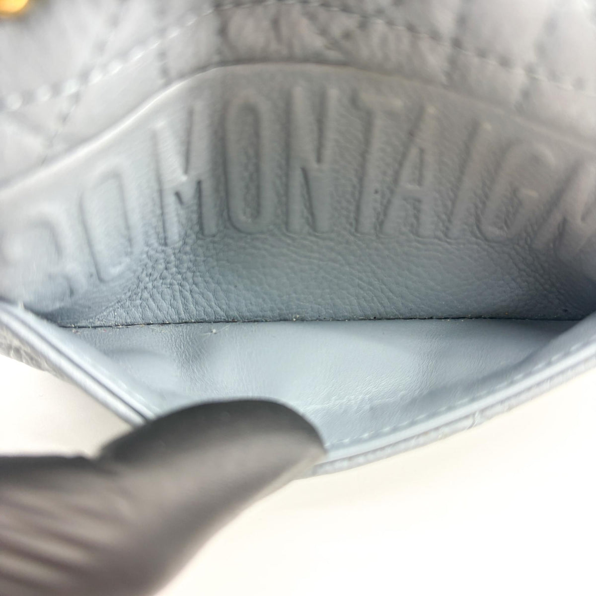 Christian Dior Caro Cannage Quilt Calfskin, Gray, Leather, Handbag
