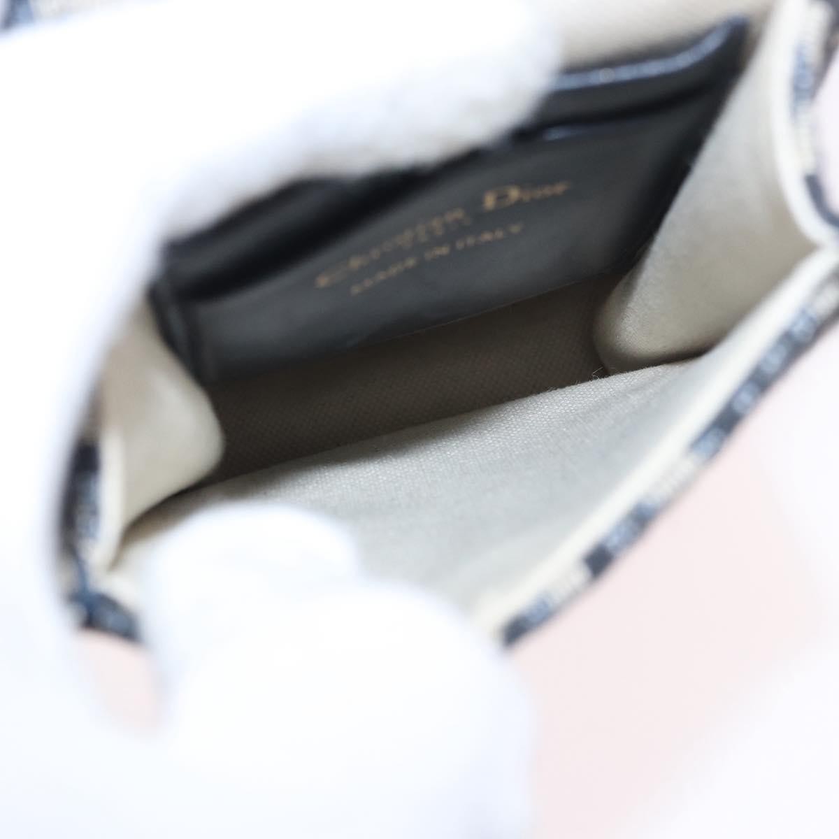 Christian Dior Vertical Saddle Chain Oblique Canvas, Navy, Canvas, Clutch