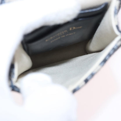 Christian Dior Vertical Saddle Chain Oblique Canvas, Navy, Canvas, Clutch