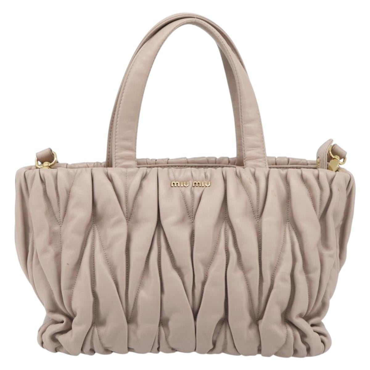 Miu Miu Convertible Matelasse Leather, Beige, Leather, Tote Bag