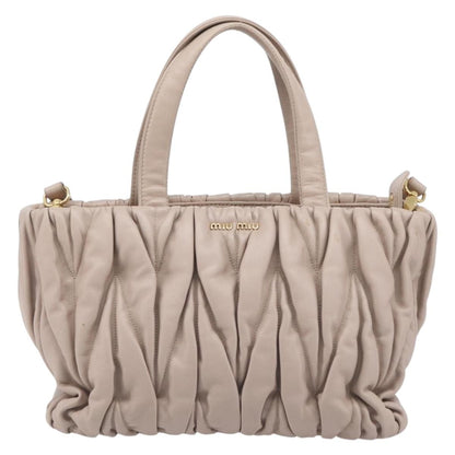 Miu Miu Convertible Matelasse Leather, Beige, Leather, Tote Bag