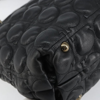 Salvatore Ferragamo Gancini Leather, Black, Leather, Handbag
