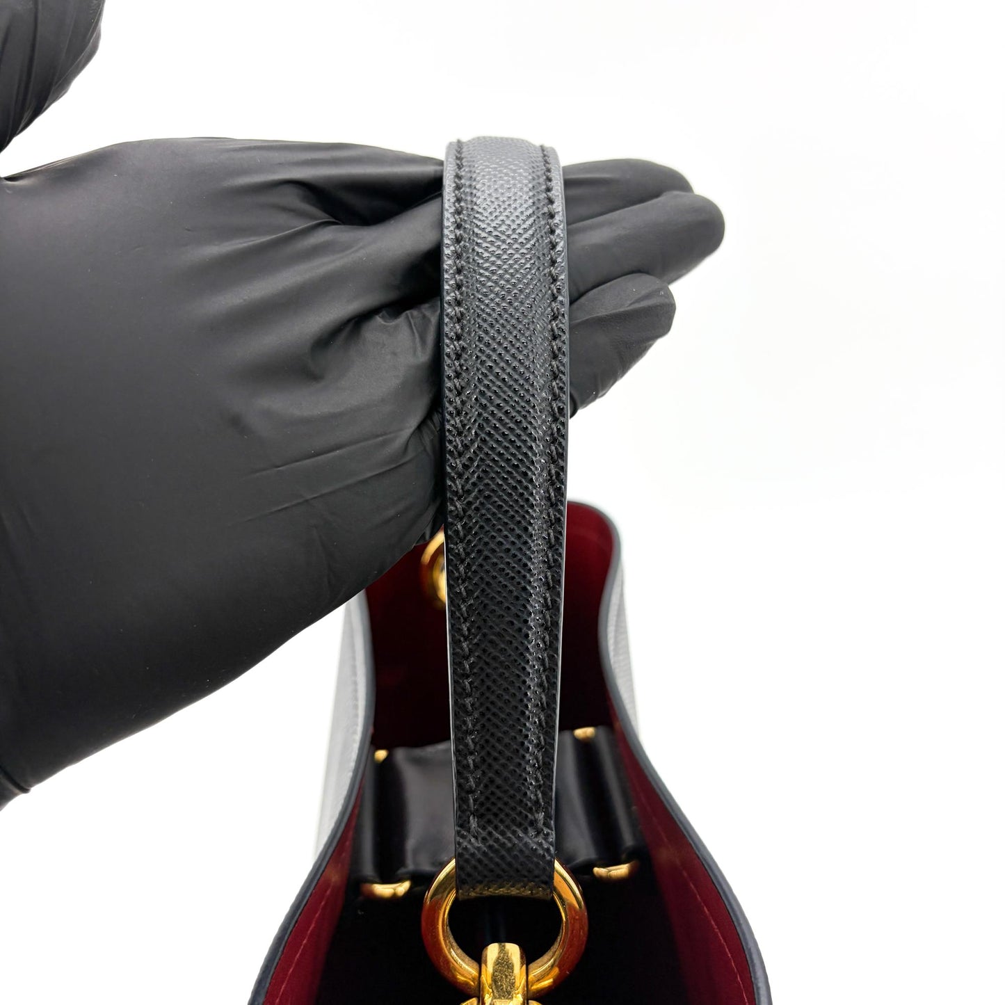 Prada Panier Bucket Saffiano Leather, Black, Leather, Handbag