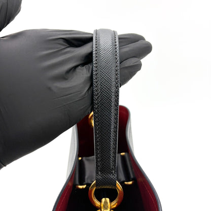 Prada Panier Bucket Saffiano Leather, Black, Leather, Handbag