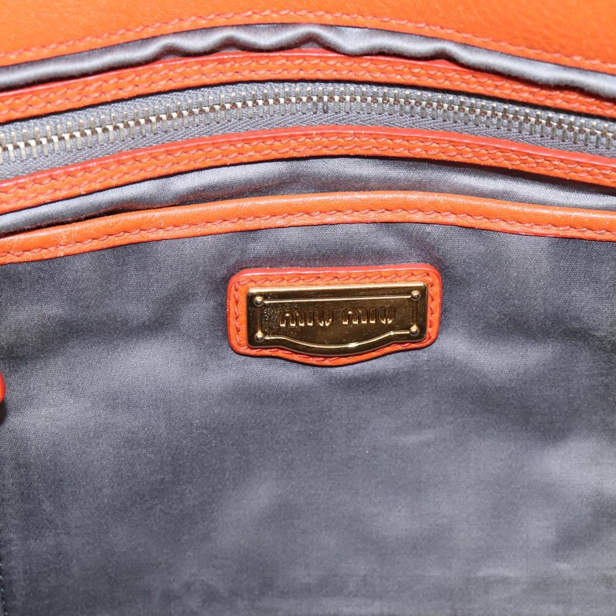 Miu Miu Caribou Convertible Tote Leather, Orange, Leather, Handbag
