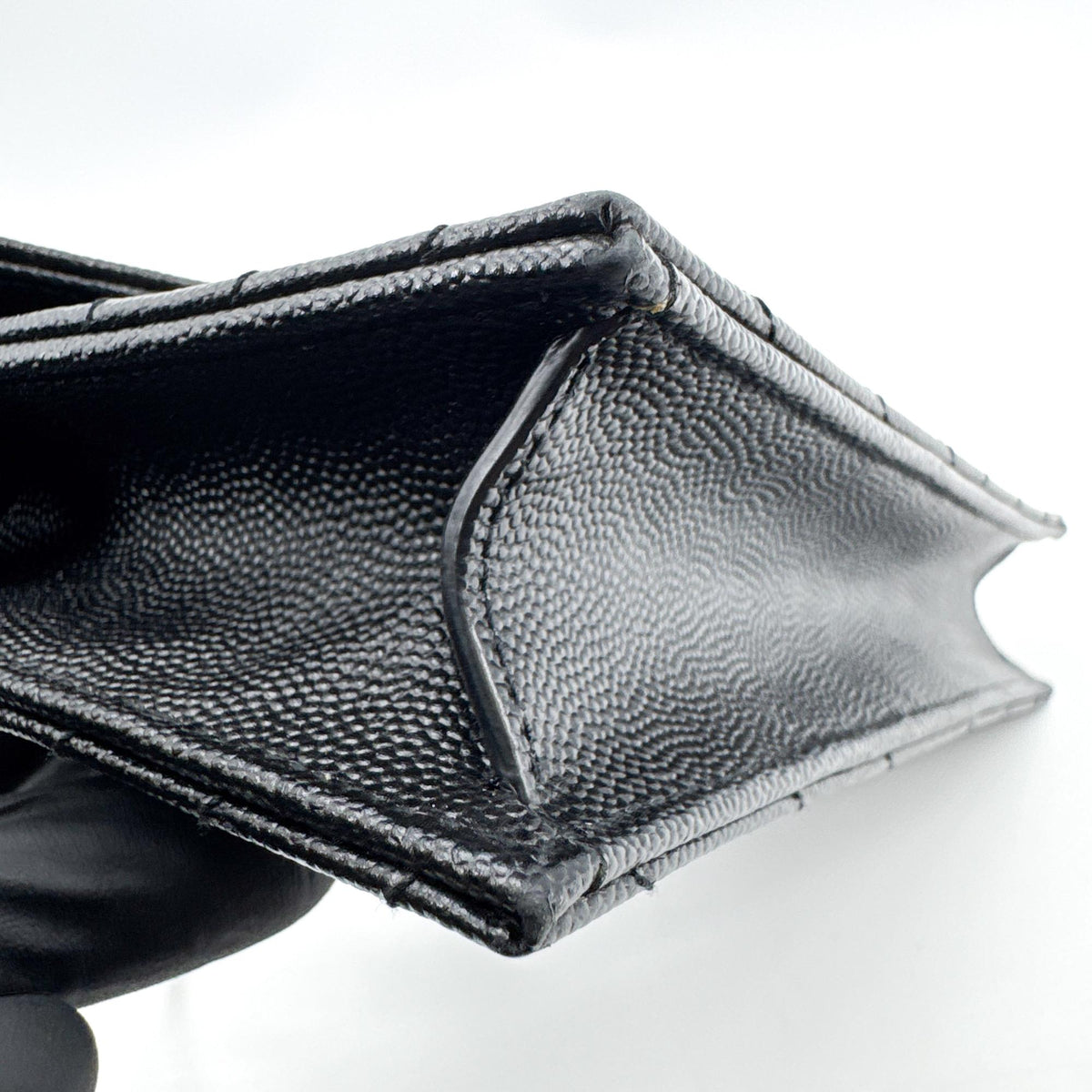 Saint Laurent Classic Monogram Wallet on Chain Matelasse Chevron Leather, Black, Leather, Crossbody Bag