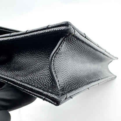 Saint Laurent Classic Monogram Wallet on Chain Matelasse Chevron Leather, Black, Leather, Crossbody Bag