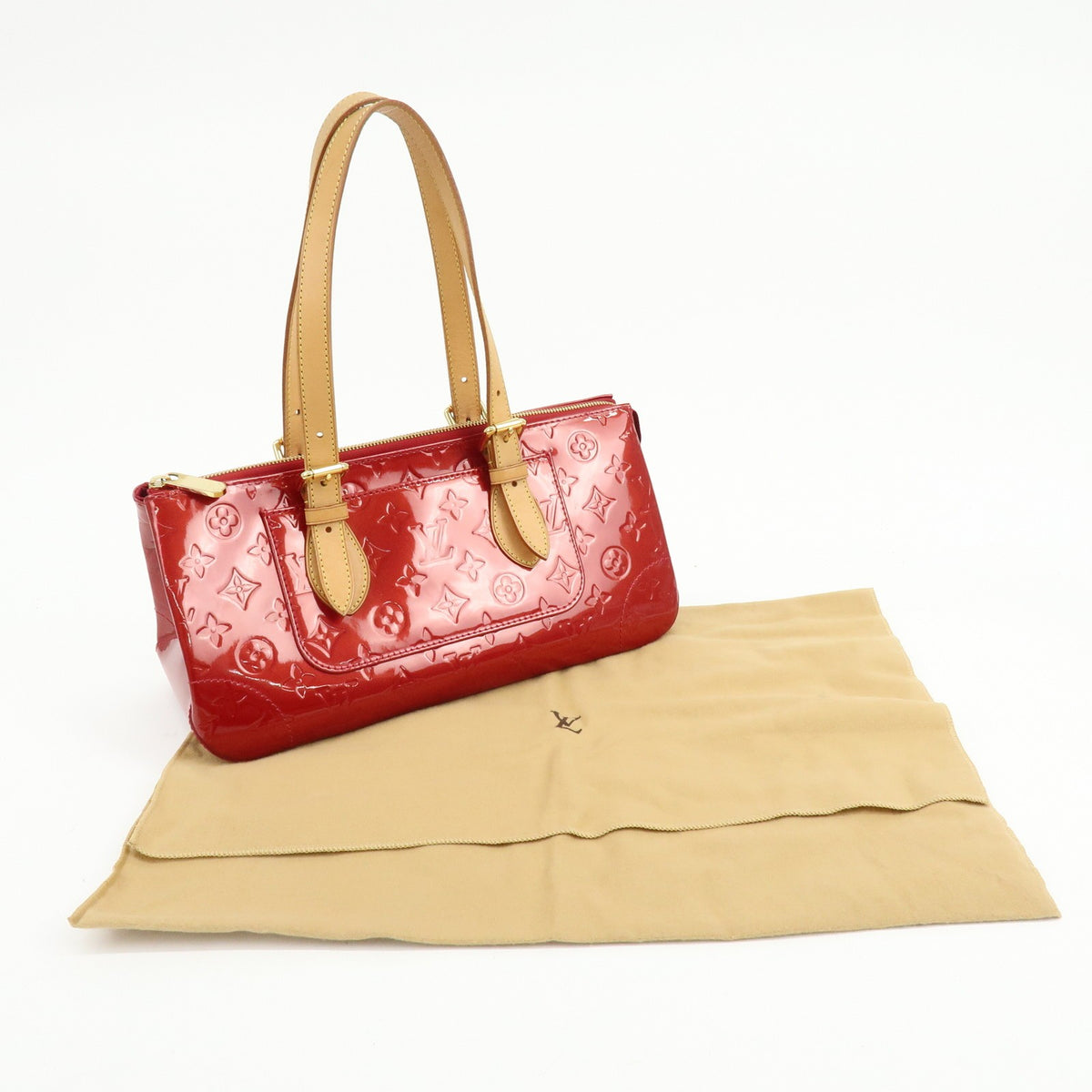 Louis Vuitton Rosewood Avenue Monogram Vernis, Red, Patent Leather, Handbag