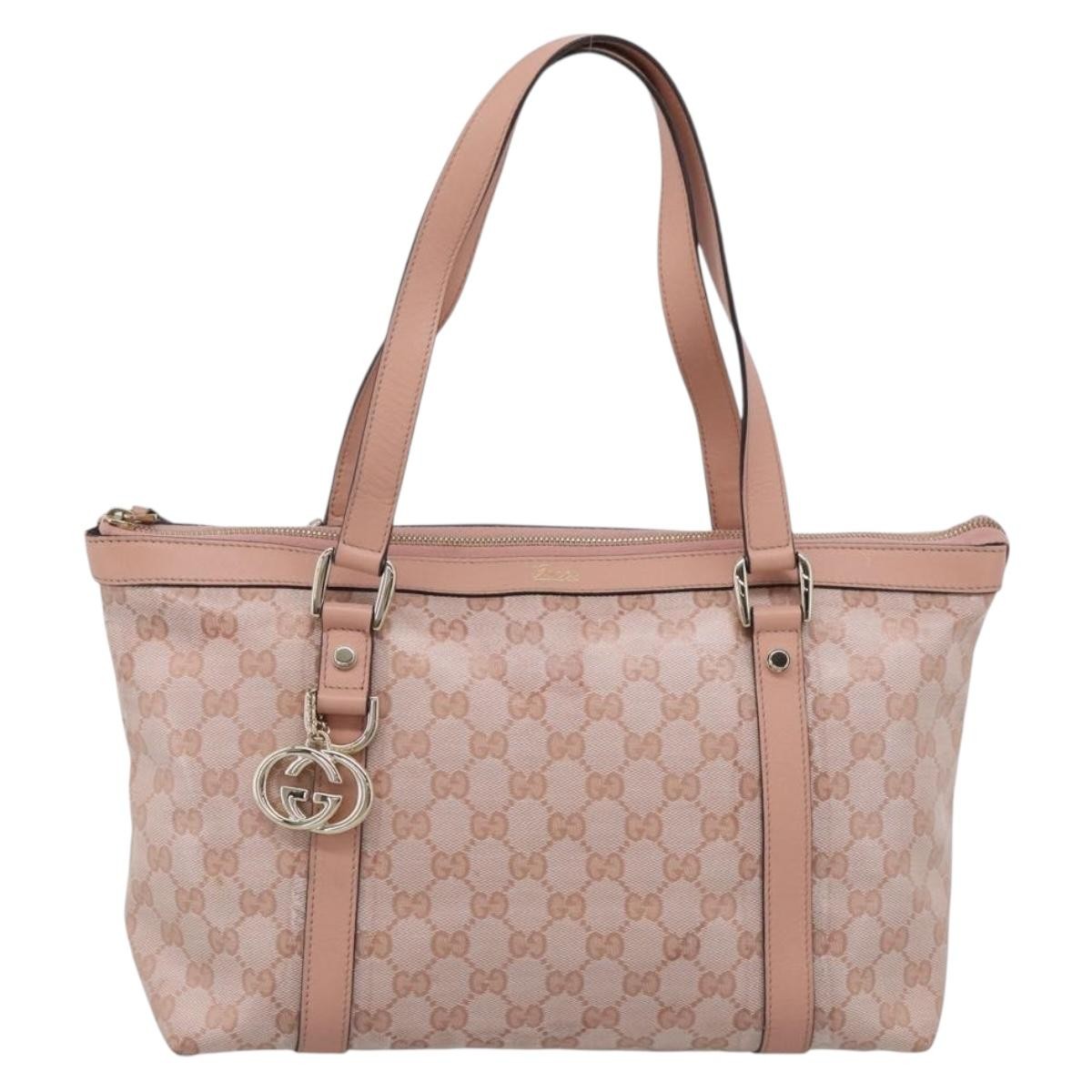 Gucci Abbey Zip Tote GG Canvas and Leather, Pink, Canvas, Handbag