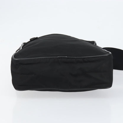 Prada Zip Messenger Tessuto with Leather, Black, Nylon, Handbag