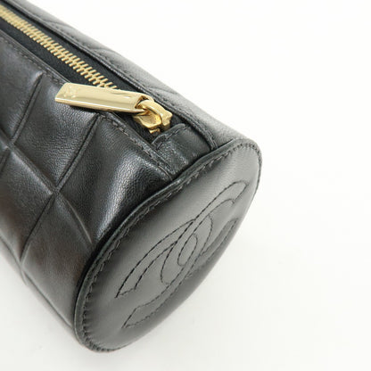 Chanel Chocolate Bar Cosmetic Quilted Lambskin, Black, Leather, Toiletry Case