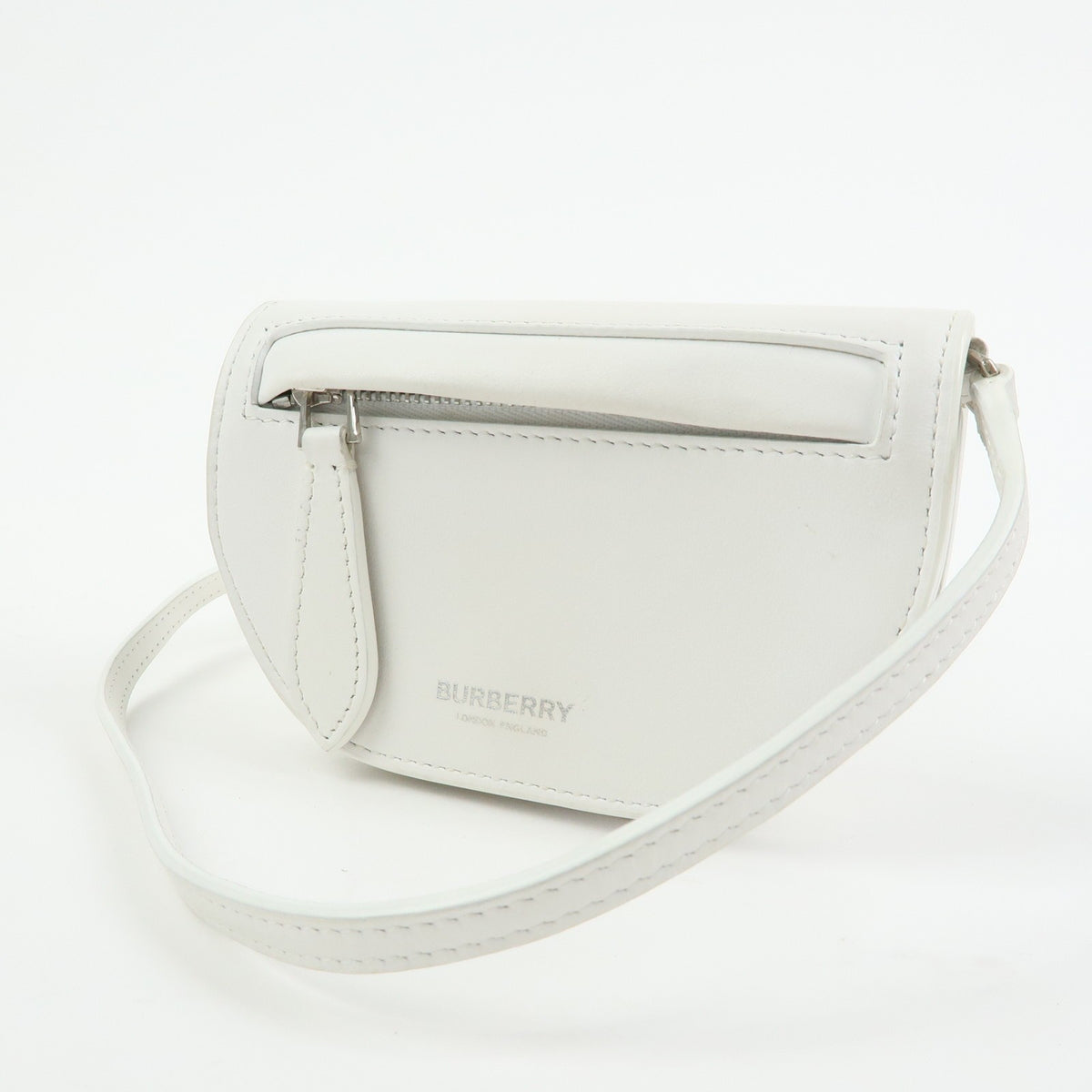 Burberry Olympia Flap Leather, White, Leather, Handbag
