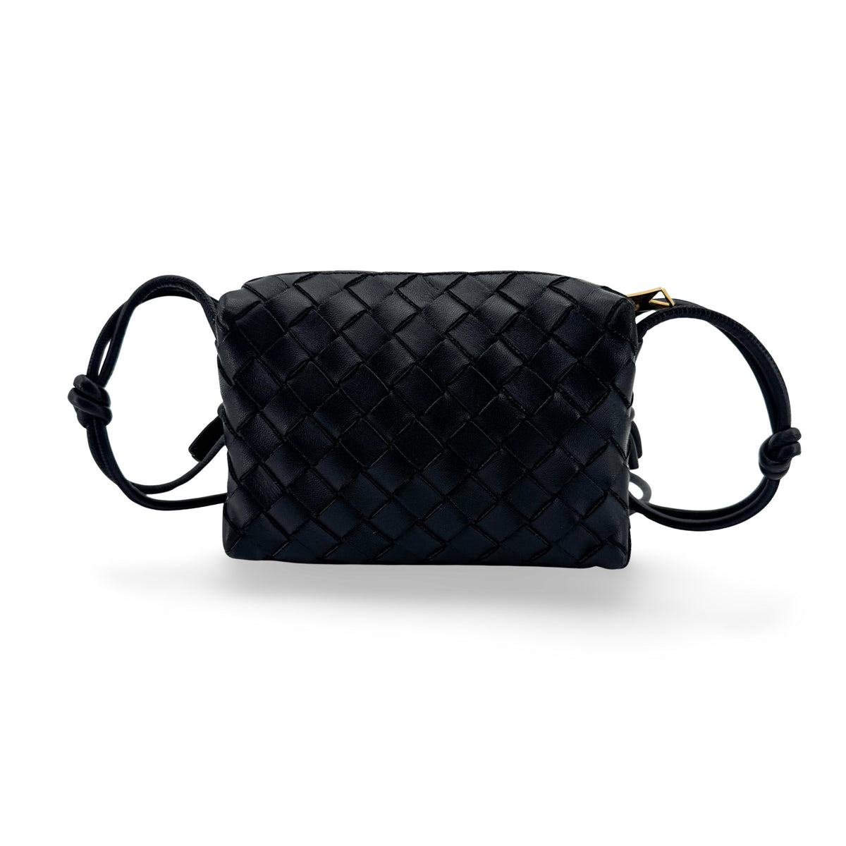 Bottega Veneta Loop Intrecciato Nappa, Black, Leather, Crossbody Bag
