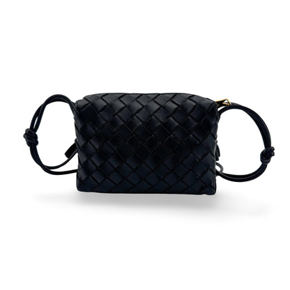 Bottega Veneta Loop Intrecciato Nappa, Black, Leather, Crossbody Bag