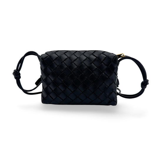 Bottega Veneta Loop Intrecciato Nappa, Black, Leather, Crossbody Bag
