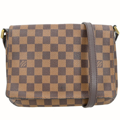 Louis Vuitton Musette Tango Damier Ebene, Brown, Canvas, Shoulder Bag