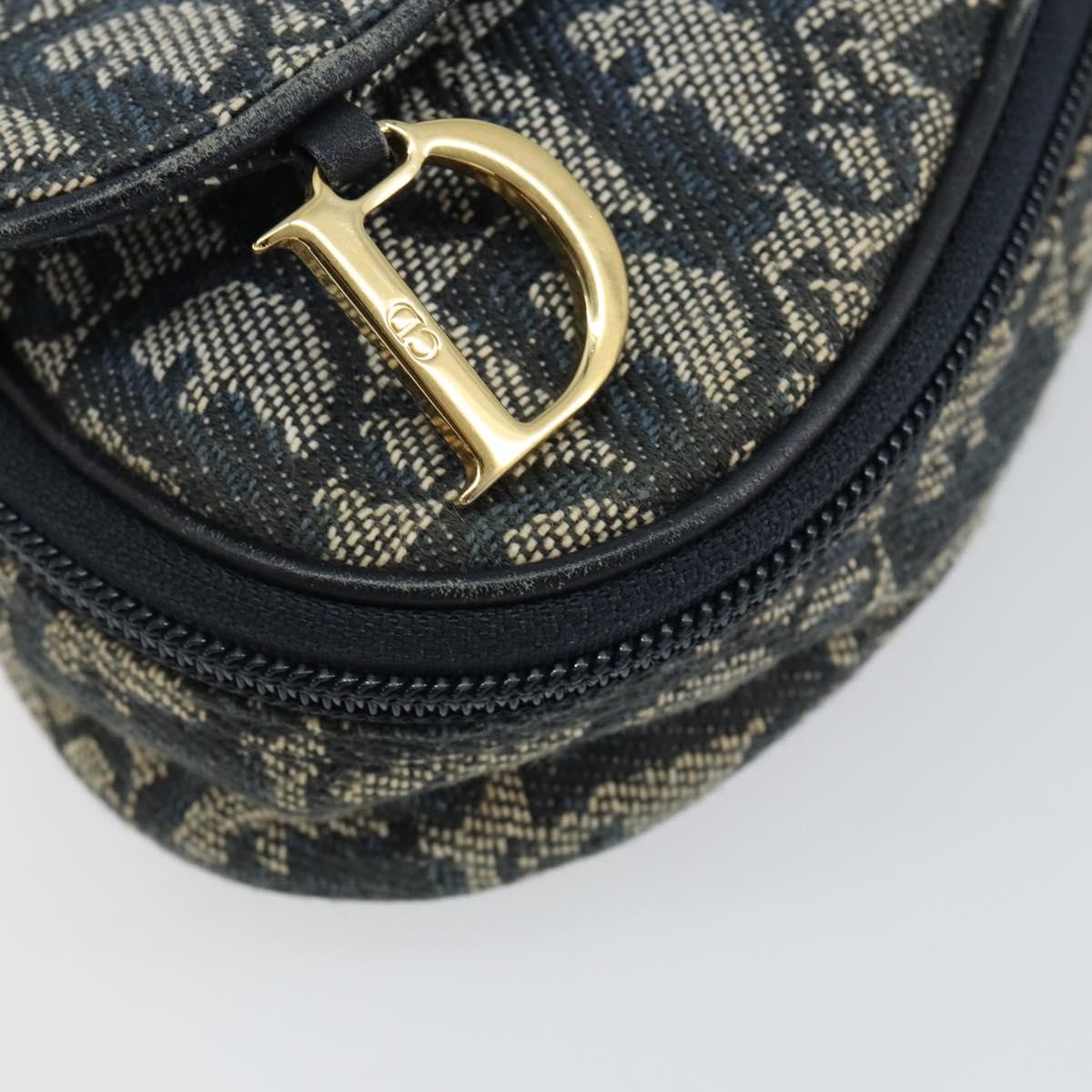 Christian Dior Vintage Saddle Coin Purse Diorissimo Canvas, Blue, Canvas, Card Holder