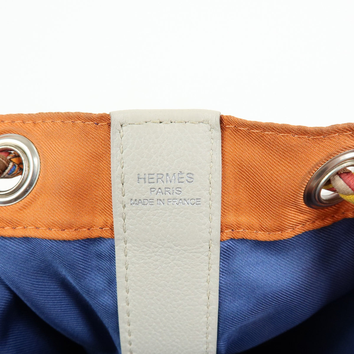 Hermes Soie Cool Printed Silk and Calfskin, Orange, Silk, Handbag