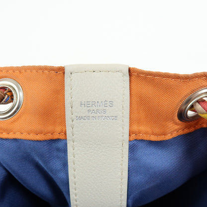 Hermes Soie Cool Printed Silk and Calfskin, Orange, Silk, Handbag