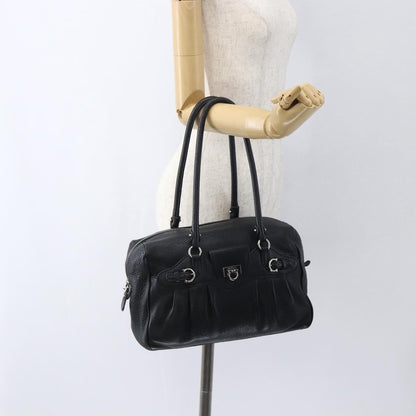 Salvatore Ferragamo Gancini Buckle Leather, Black, Leather, Shoulder Bag