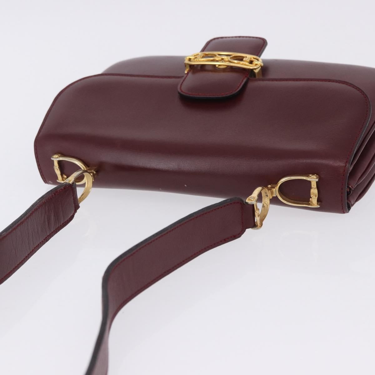Celine Shoulder Leather, Burgundy, Leather, Shoulder Bag