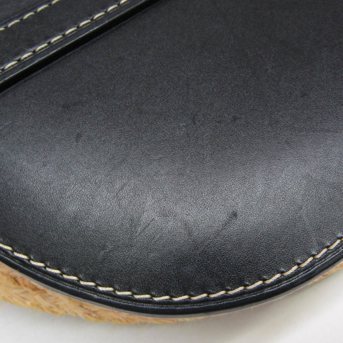 Loewe Gate Leather Leather with Raffia, Black, Leather, Shoulder Bag