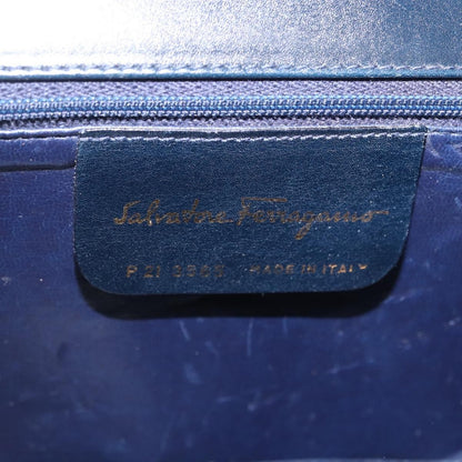 Salvatore Ferragamo Gancini Leather, Navy, Leather, Shoulder Bag