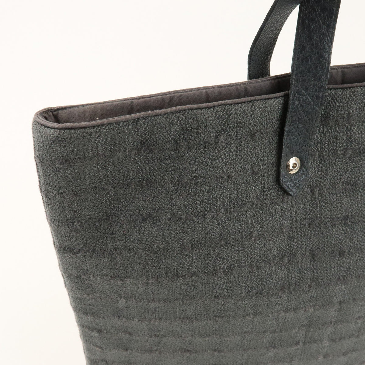 Hermes Ahmedabad Woven Leather and Canvas, Gray, Canvas, Tote Bag