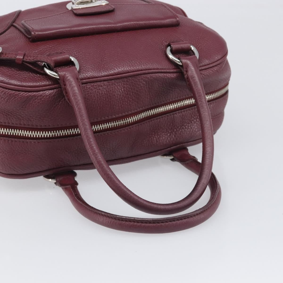 Prada Front Pocket Pushlock Convertible Boston Vitello Daino, Burgundy, Leather, Handbag