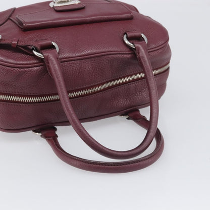 Prada Front Pocket Pushlock Convertible Boston Vitello Daino, Burgundy, Leather, Handbag