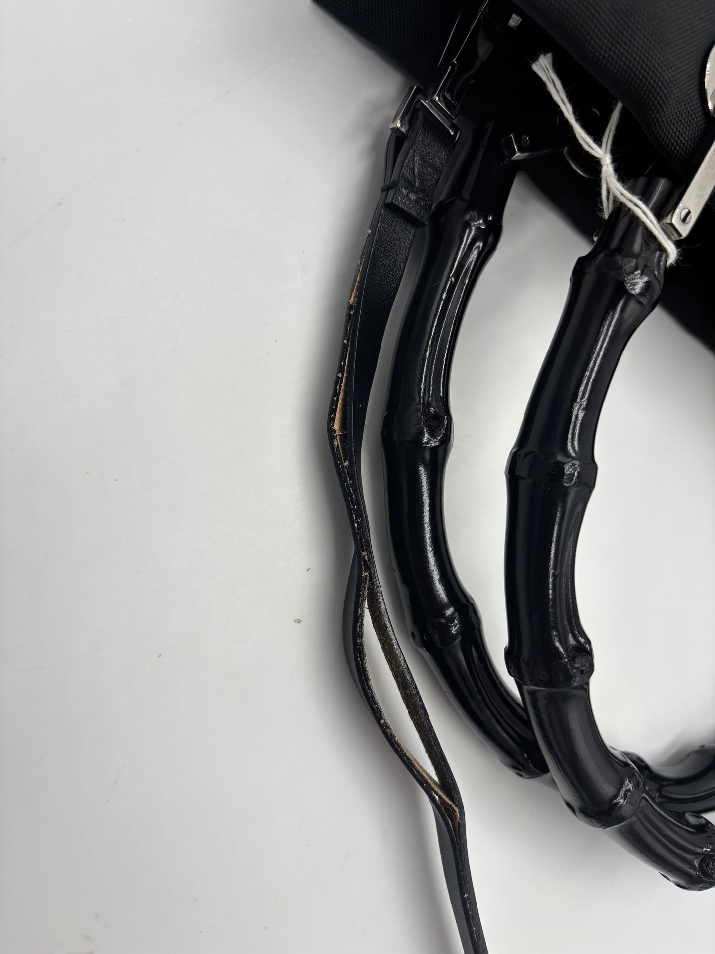 Gucci Bamboo Handle Tote nylon, BLACK, NYLON, Handbag