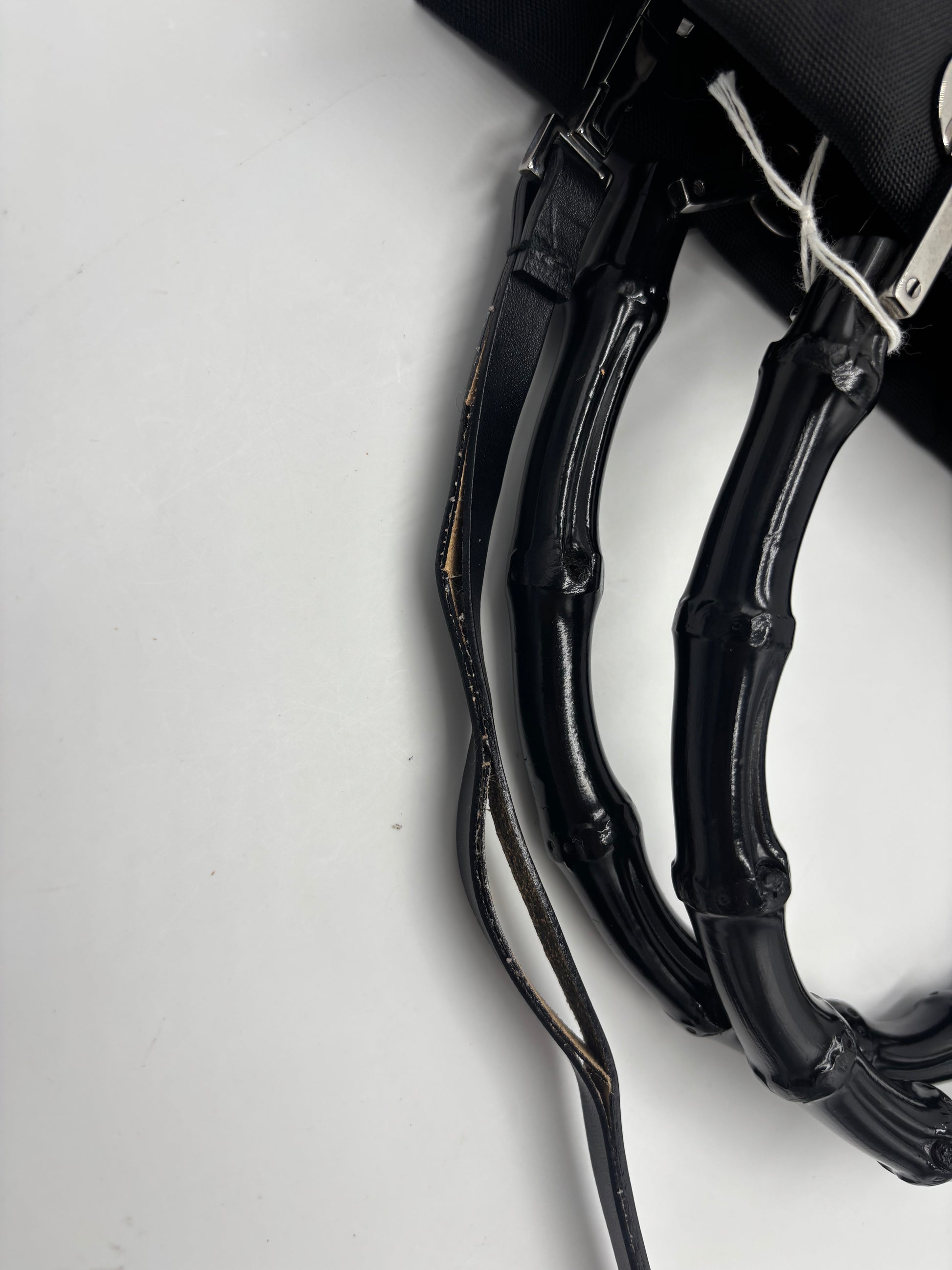 Gucci Bamboo Handle Tote nylon, BLACK, NYLON, Handbag