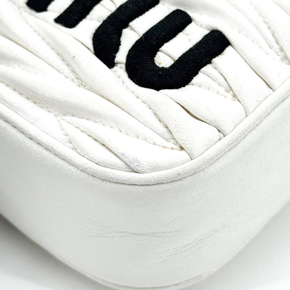 Miu Miu Matelassé Nappa Leather Top Handle Bag Leather, White, Leather, Clutch