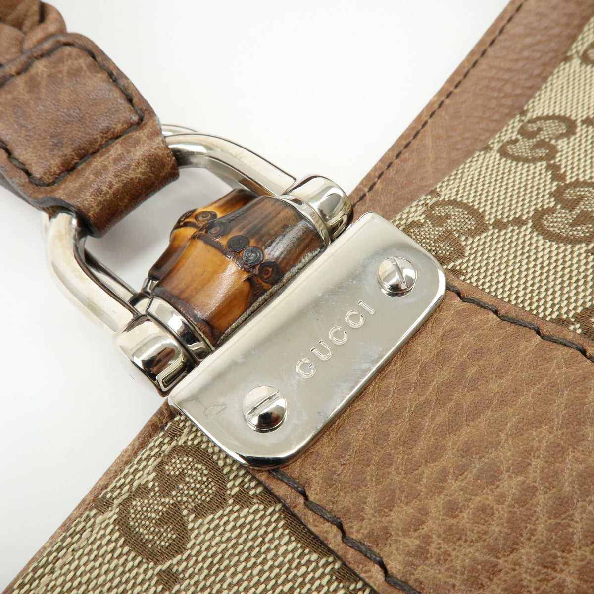 Gucci Bamboo Bar GG Canvas, Beige, Canvas, Shoulder Bag