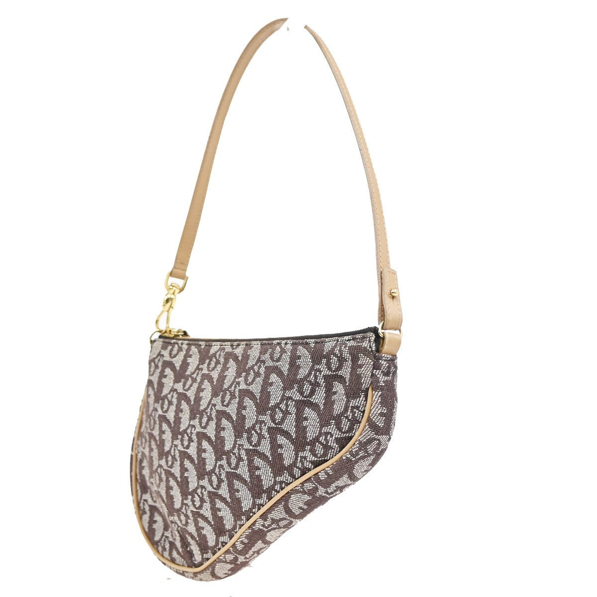 Christian Dior Vintage Saddle Diorissimo Canvas, Brown, Canvas, Handbag