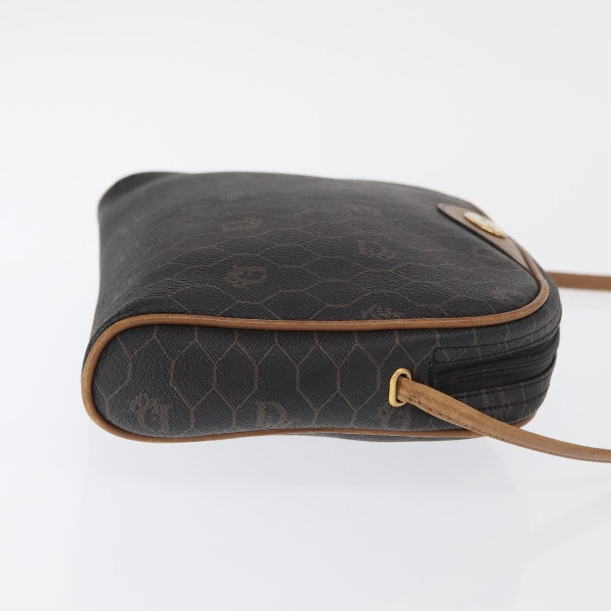 Christian Dior Vintage Honeycomb Canvas and Leather, Black, Canvas, Shoulder Bag
