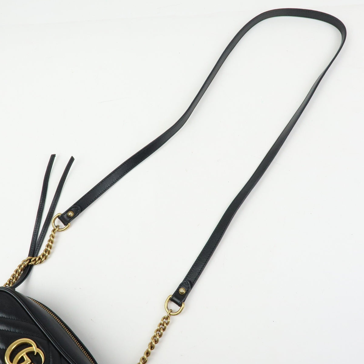 Gucci GG Marmont Matelasse Patent, Black, Leather, Shoulder Bag