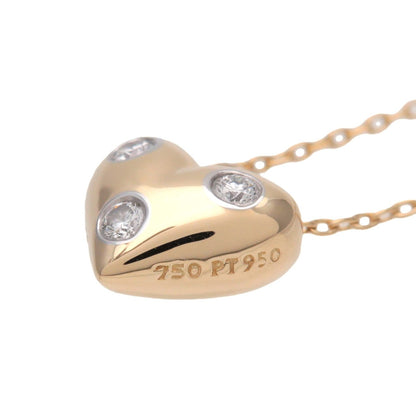 Tiffany & Co. Etoile Heart 3 Diamond Pendant 18K Yellow Gold with Platinum and Diamonds, Gold, Yellow Gold, Necklace