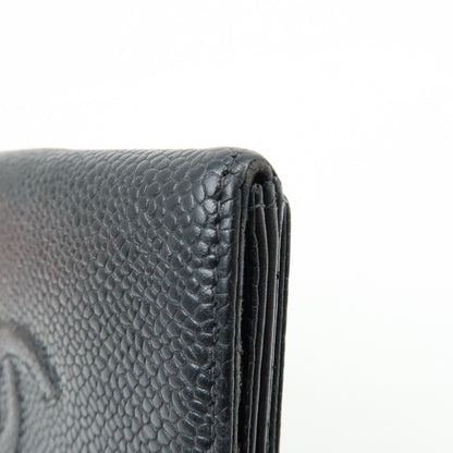 Chanel Vintage Timeless Bifold Caviar, Black, Leather, Wallet
