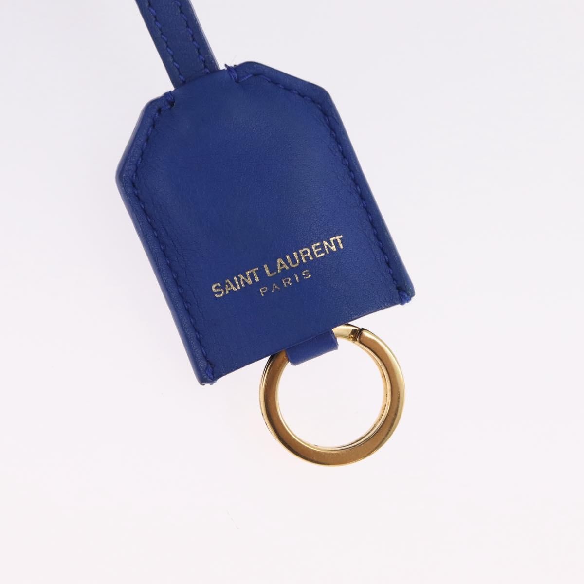 Saint Laurent Monogram Cabas Leather, Blue, Leather, Tote Bag