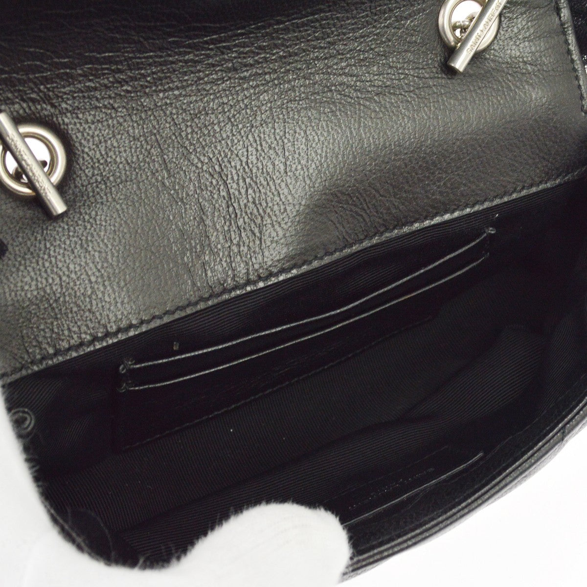 Saint Laurent Loulou Puffer Leather & Tulle, Black, Leather, Shoulder Bag