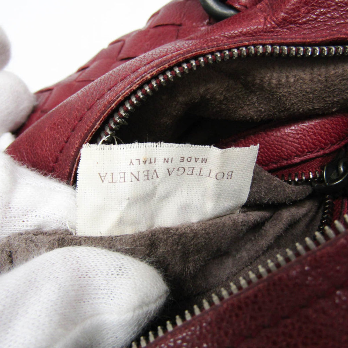 Bottega Veneta Zip Boston Intrecciato Nappa, Red, Leather, Handbag