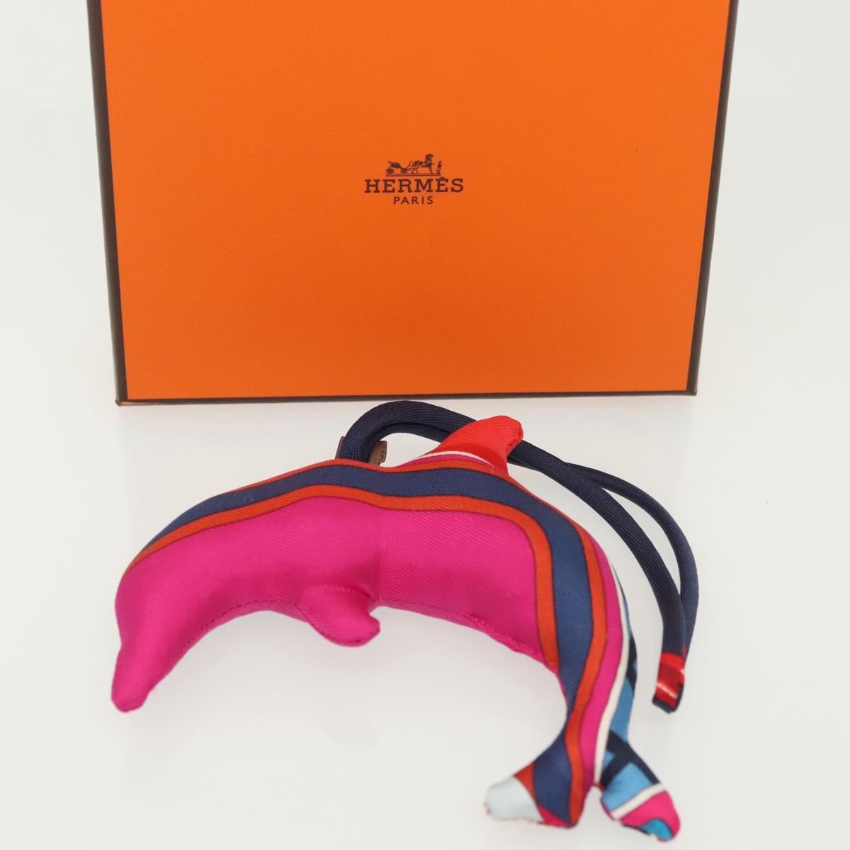 Hermes Petit H Dolphin Bag Charm Silk, Purple, Silk, Charm