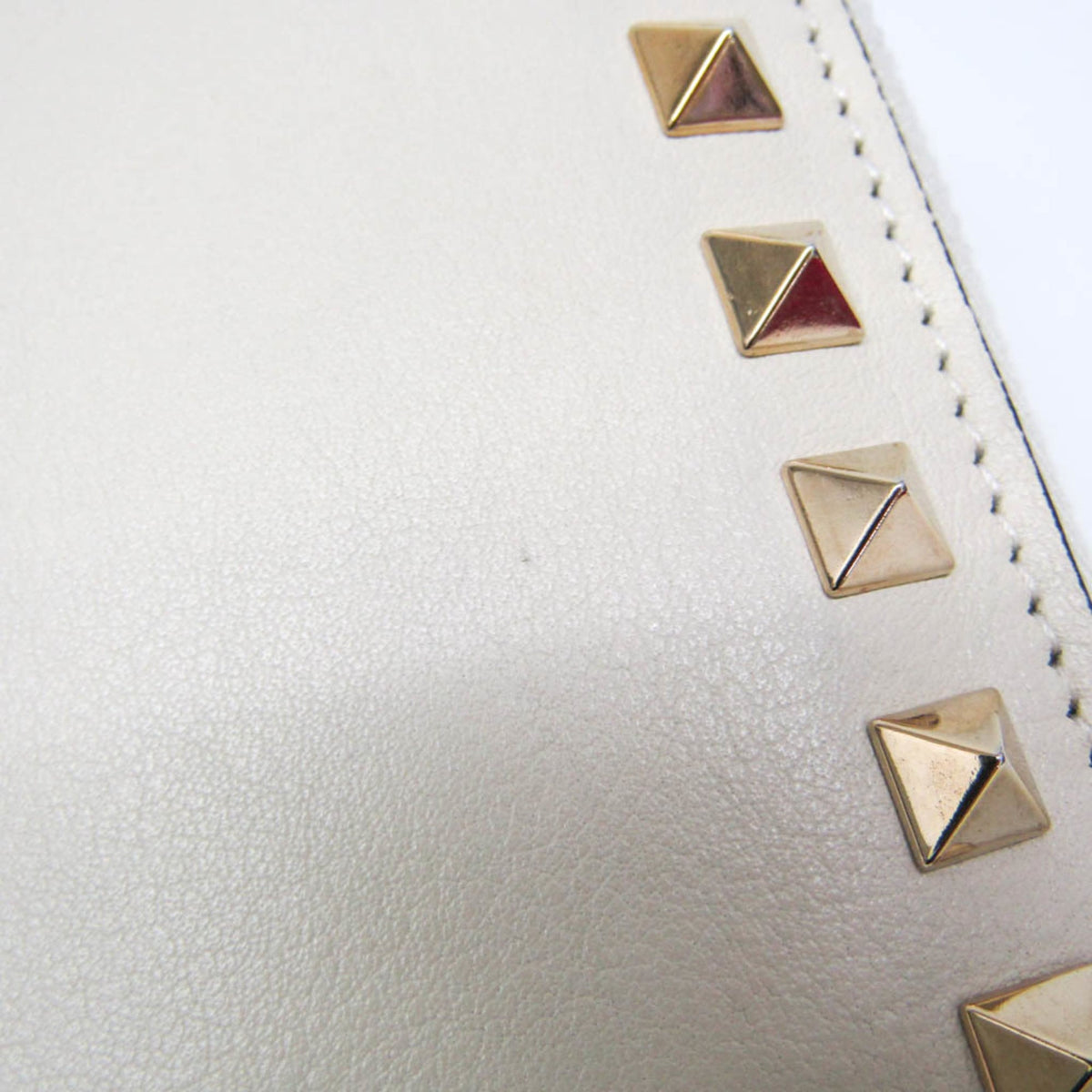 Valentino Garavani Rockstud Zip Around Leather, White, Leather, Wallet