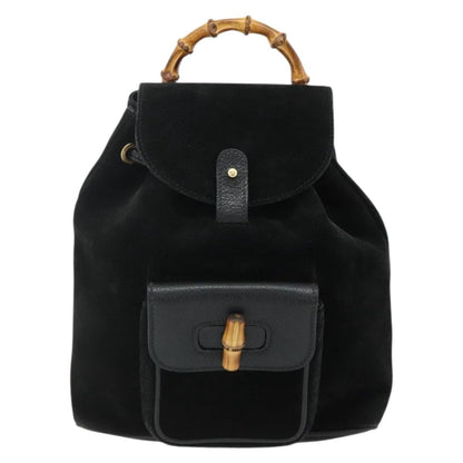 Gucci Gucci bamboo daim, Black, Suede, Backpack