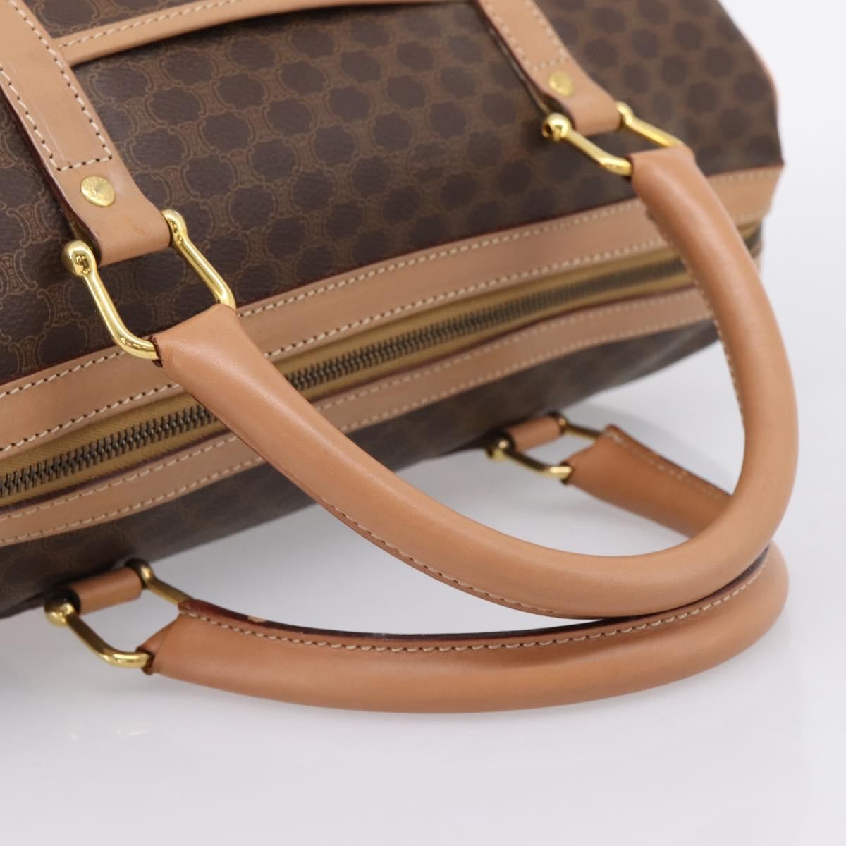 Celine Vintage Macadam Boston Canvas and Leather, Brown, PVC, Handbag
