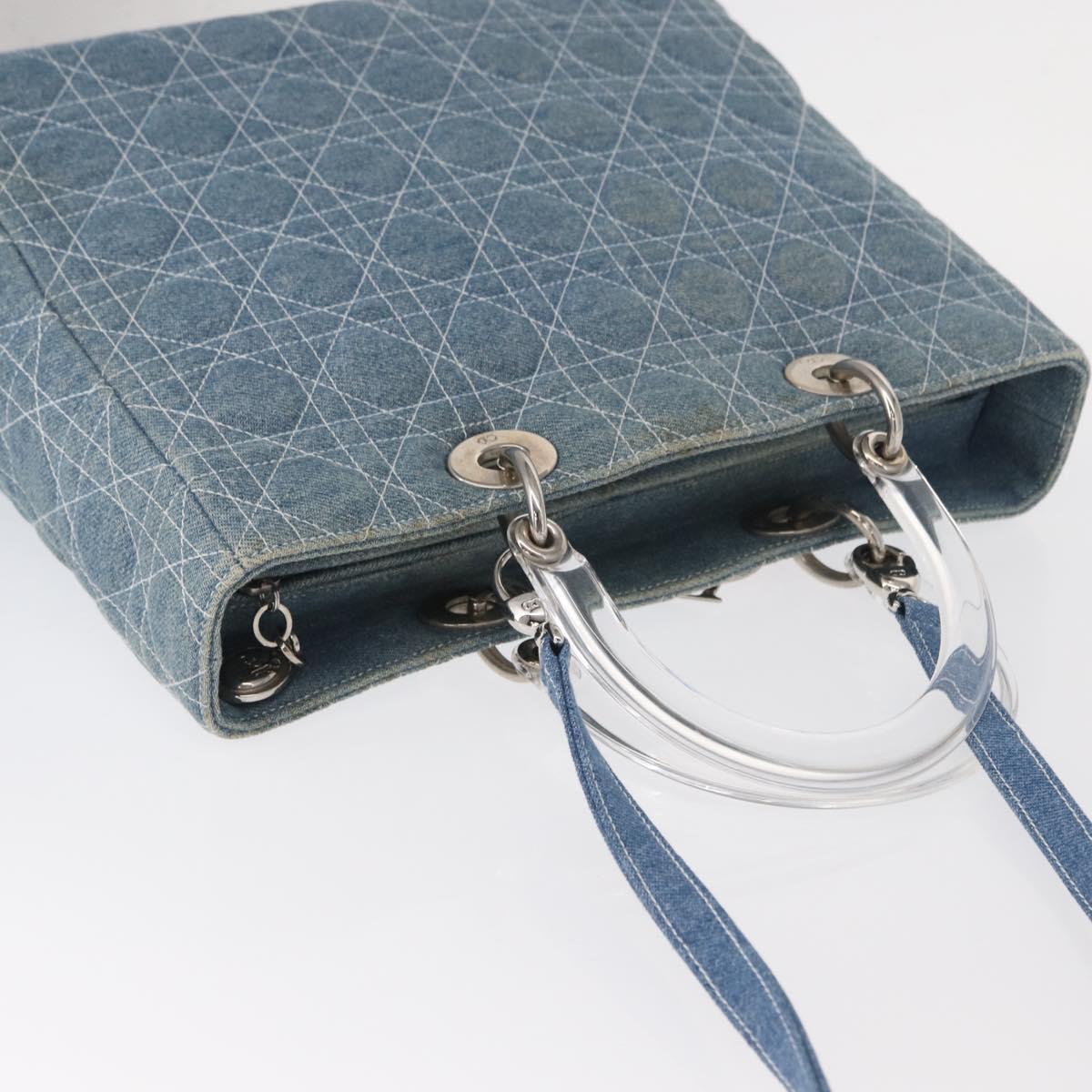 Christian Dior Vintage Lady Dior Bag Cannage Quilt Denim, BLUE, CANVAS, Tote bag