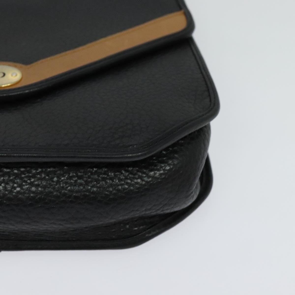Christian Dior Vintage CD Flap Leather, Black, Leather, Shoulder Bag
