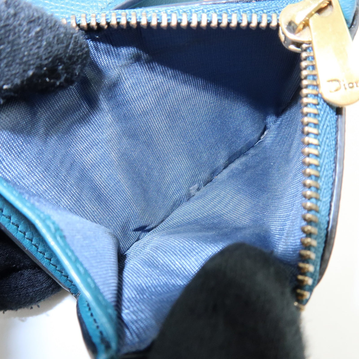 Christian Dior Saddle Flap Leather, Blue, Leather, Wallet